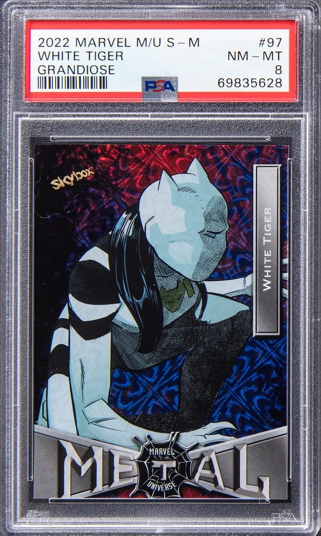 2022 SkyBox White Tiger Marvel Metal Universe Spider-Man Grandiose #97 card image