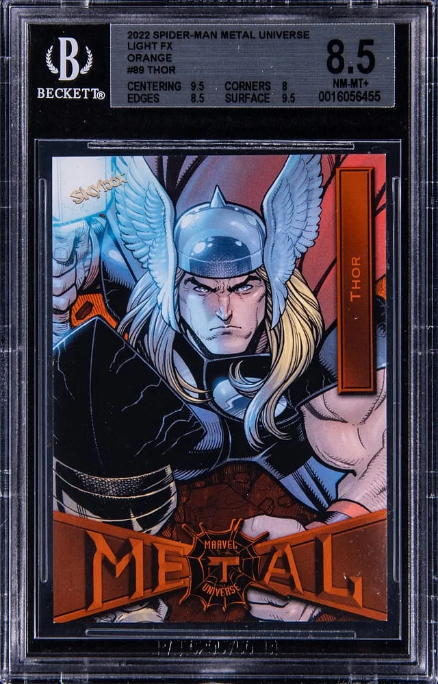 2022 Spider-Man Metal Universe Light FX Orange Thor #89 card image