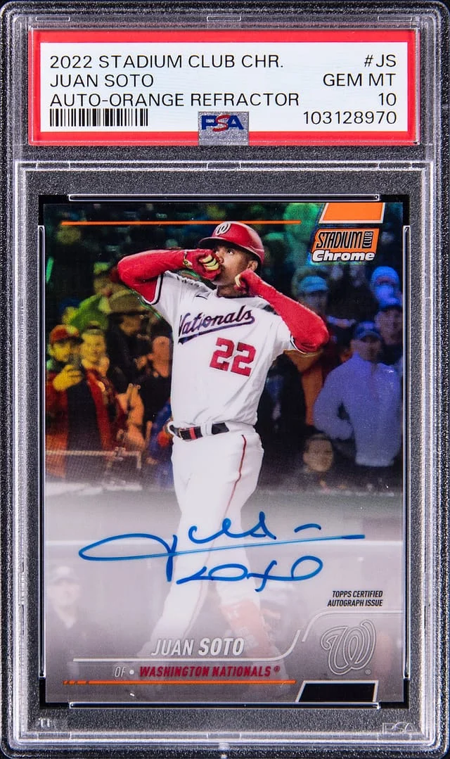 2022 Stadium Club Juan Soto Chrome Autograph-Orange Refractor #JS card image
