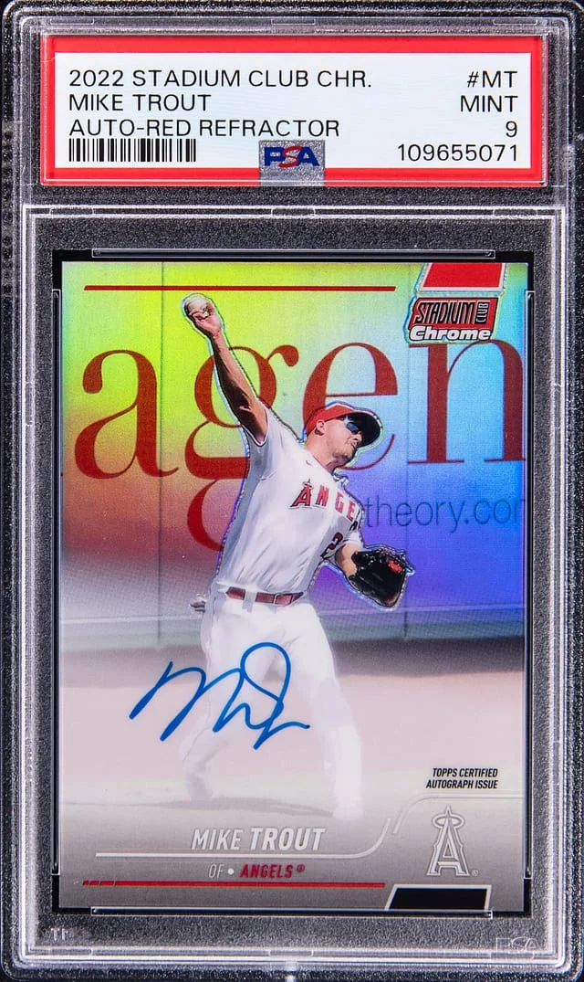 2022 Stadium Club Mike Trout Autographs-Red Refractor #MT card image