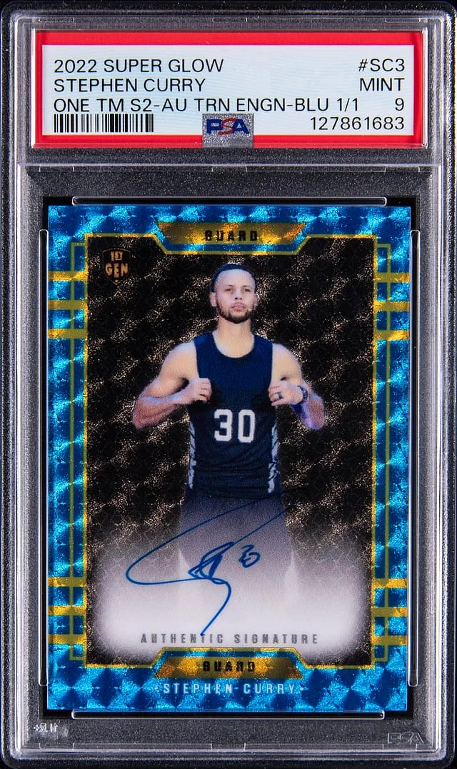 2022 Super Glow One Time Edition Series 2 Autograph Turn Engine Blue Stephen Curry #GLOW-SC3 card image