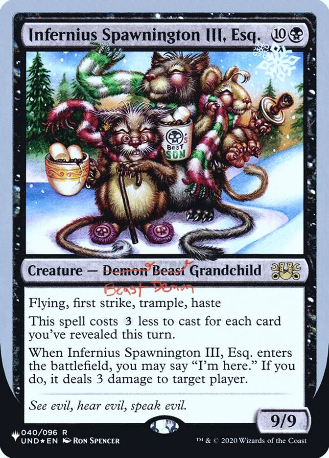 2022 The List (Unfinity Foil Edition) Infernius Spawnington III, Esq. rare #21 unlisted card image