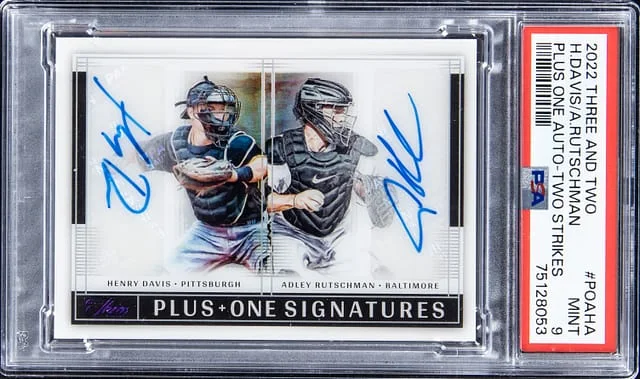 2022 Three and Two Plus One Auto - Two Strikes Henry Davis, Adley Rutschman Dual #POAHA card image