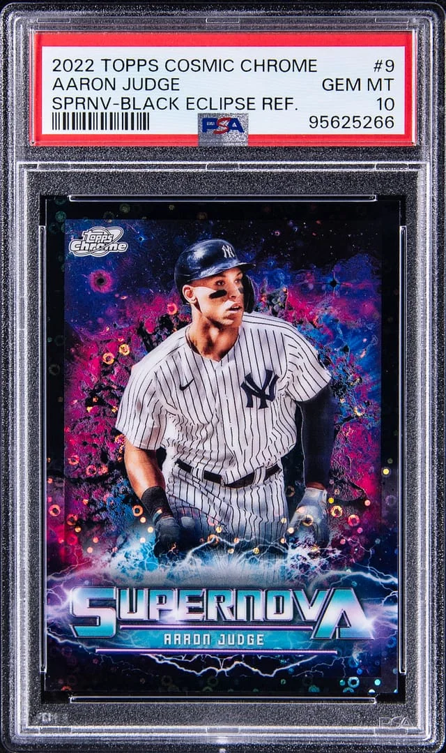 2022 Topps Aaron Judge Cosmic Chrome Supernova Black Eclipse Refractor #9 card image