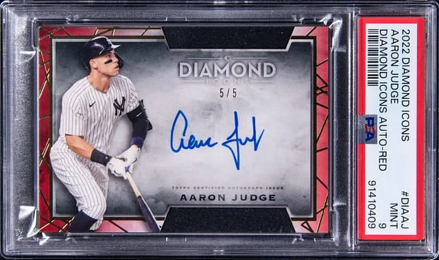 2022 Topps Aaron Judge Diamond Icons Autographs Red #DIA-AJ card image