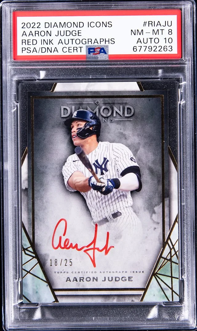 2022 Topps Aaron Judge Diamond Icons Red Ink Autographs #RIAJU card image
