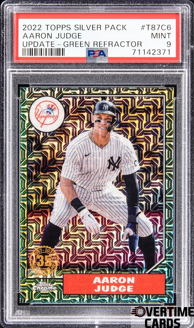 2022 Topps Aaron Judge Silver Pack Update Green Refractor #T87C-6 card image