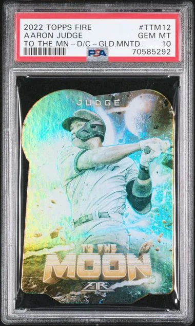 2022 Topps Aaron Judge Fire To The Moon Die-Cut-Gold Minted #TTM12 card image