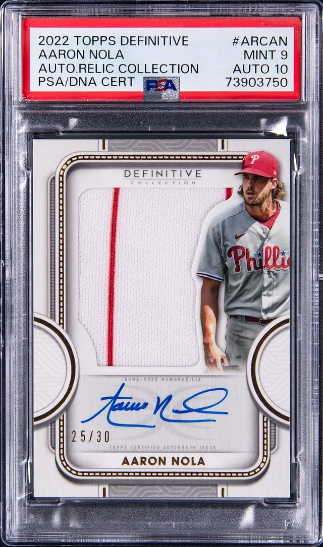 2022 Topps Aaron Nola Definitive Autograph Relic Collection #ARCAN card image