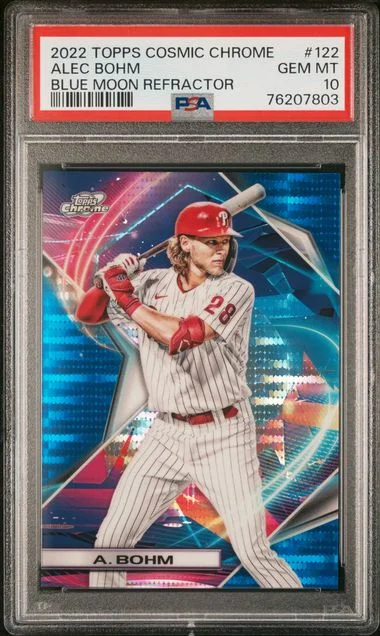 2022 Topps Alec Bohm Cosmic Chrome Blue Moon Refractor #122 card image