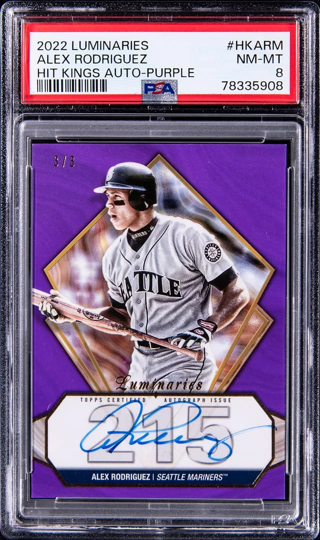 2022 Topps Alex Rodriguez Luminaries Hit Kings Autograph-Purple #HKARM card image