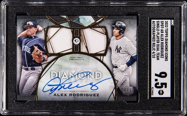 2022 Topps Alex Rodriguez Diamond Icons Single-Player Dual Team Autograph Relic #SPDT-AR card image