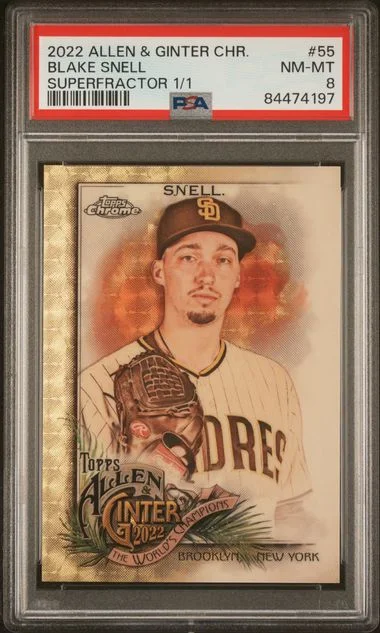 2022 Topps Allen & Ginter 55 Blake Snell Chrome Superfractor #1/1 card image