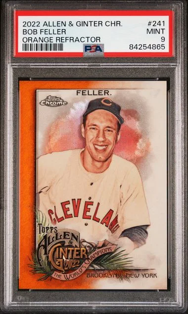 2022 Topps Allen & Ginter Bob Feller Chrome Orange Refractor #241 card image