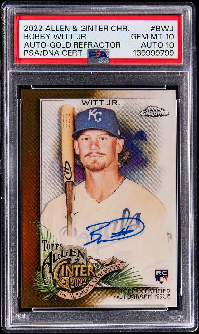 2022 Topps Allen & Ginter Bobby Witt Jr Chrome Autograph Orange Refractor #AGA-BWJ card image