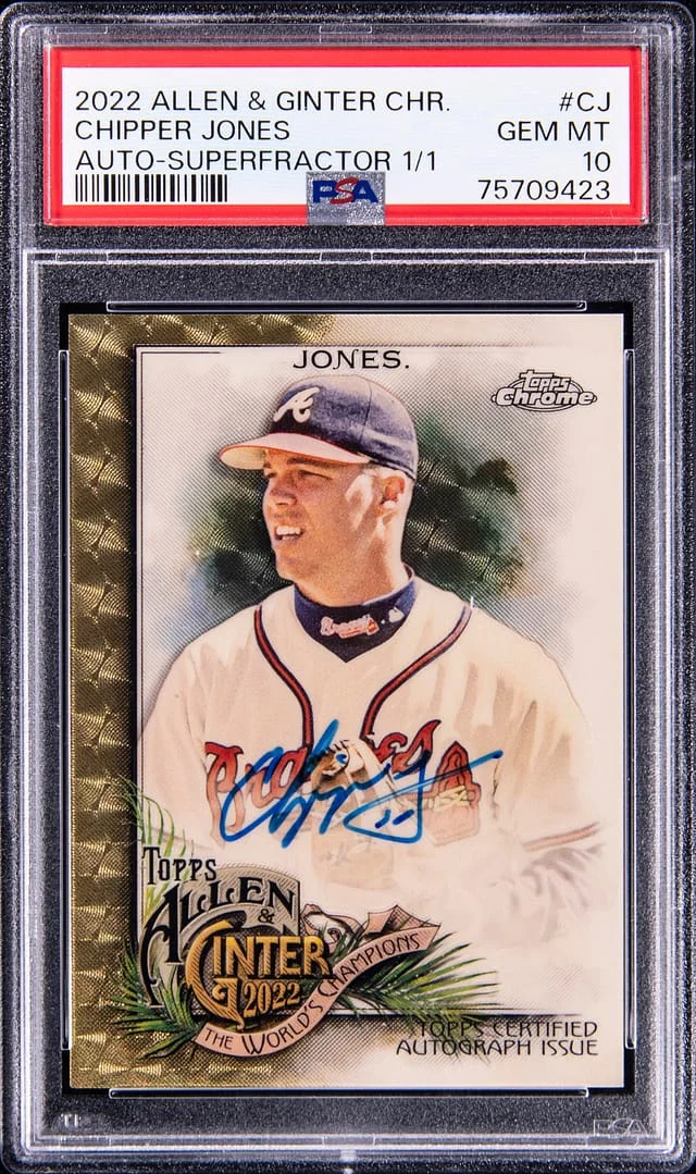 2022 Topps Allen & Ginter Chipper Jones Chrome Autographs Orange Refractor #CJ card image