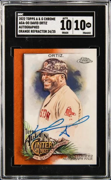 2022 Topps Allen & Ginter David Ortiz Chrome - Orange Refract. Auto #AGADO card image