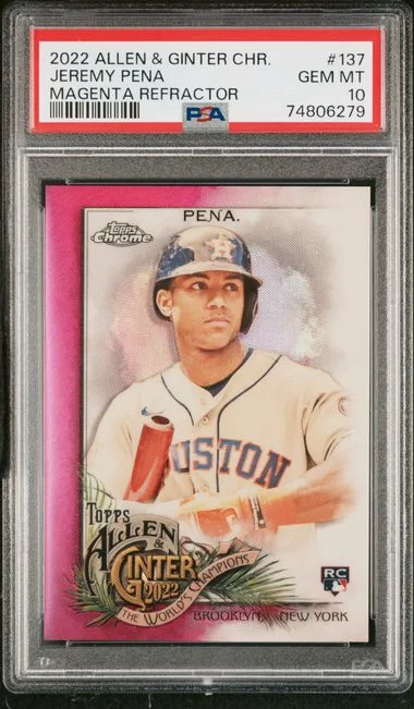 2022 Topps Allen & Ginter Jeremy Pena Chrome Magenta Refractor #137 card image