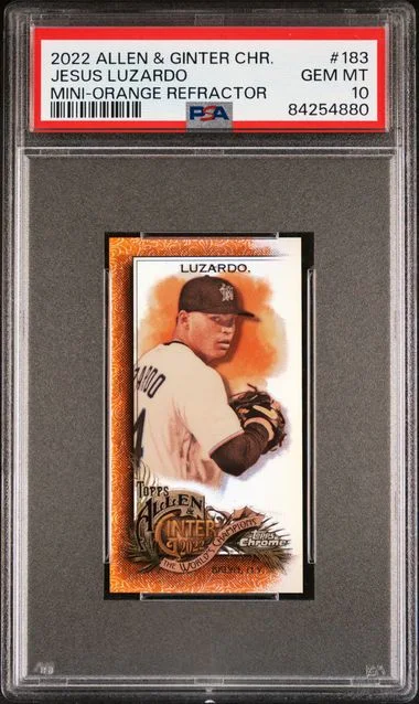 2022 Topps Allen & Ginter Jesus Luzardo Chrome Mini-Orange Refractor #183 card image