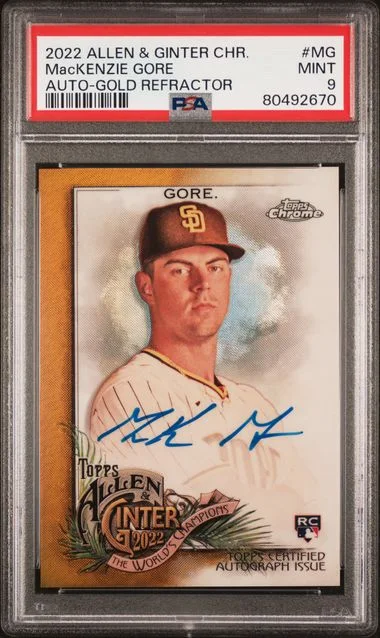 2022 Topps Allen & Ginter MacKenzie Gore Chrome Autographs Gold Refractor #AGA-MG card image