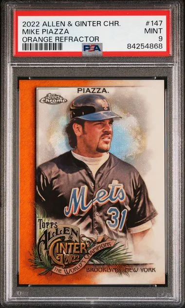 2022 Topps Allen & Ginter Mike Piazza Chrome Orange Refractor #147 card image
