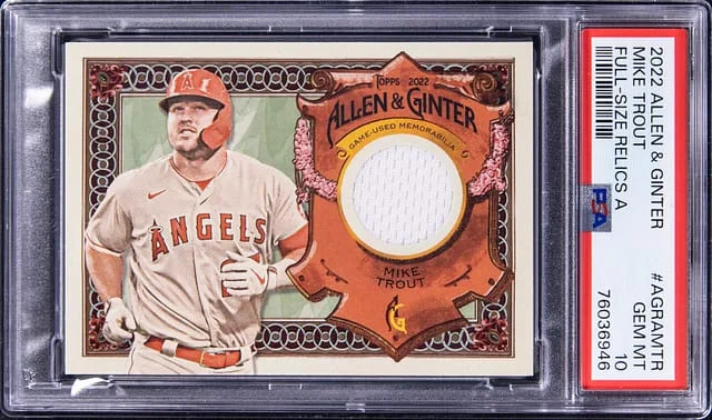 2022 Topps Allen & Ginter Mike Trout Full Size Relics #AGRANTR card image