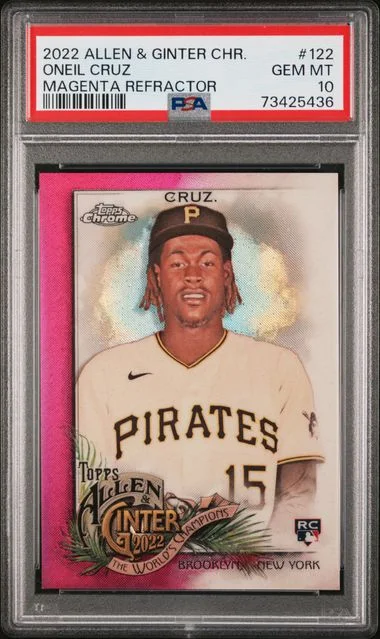 2022 Topps Allen & Ginter Oneil Cruz Chrome Magenta Refractor #122 card image