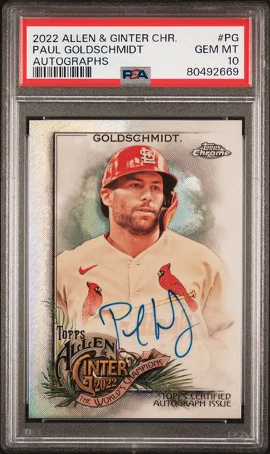 2022 Topps Allen & Ginter Paul Goldschmidt Chrome Autographs #AGA-PG card image