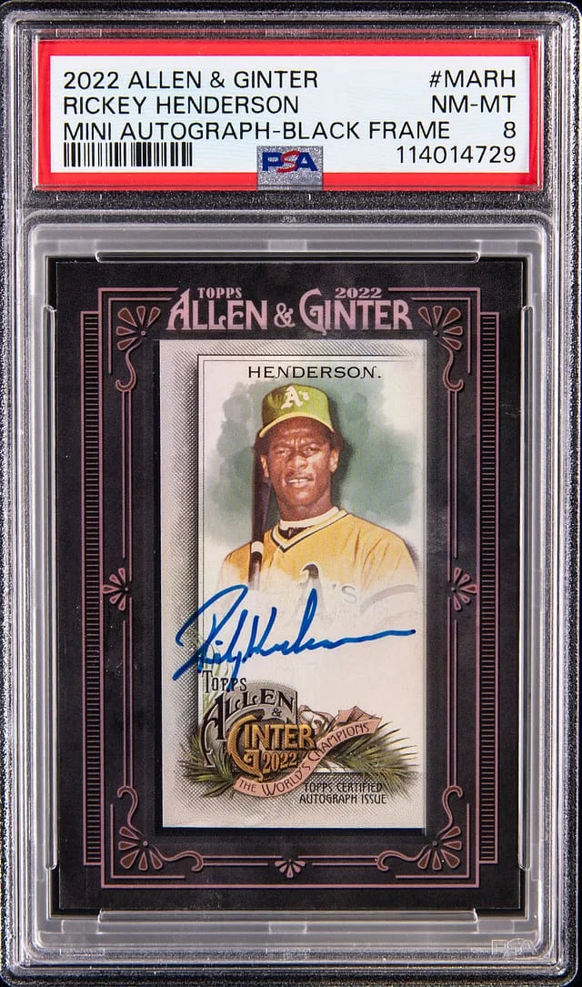 2022 Topps Allen & Ginter Rickey Henderson Mini Autograph Black Frame #MA-RH card image