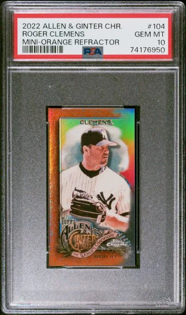2022 Topps Allen & Ginter Roger Clemens Chrome Mini-Orange Refractor #104 card image