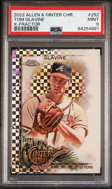2022 Topps Allen & Ginter Tom Glavine Chrome X-Fractor #252 card image