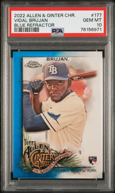 2022 Topps Allen & Ginter Vidal Brujan Chrome Blue Refractor #177 card image