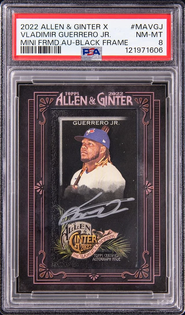 2022 Topps Allen & Ginter Vladimir Guererro Jr. X Mini Framed Autograph Black Frame #MAVGJ card image