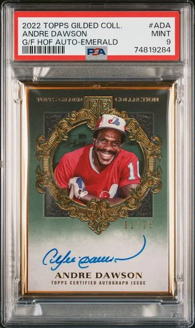 2022 Topps Andre Dawson Gilded Collection Gold Framed Hall Of Famers Autographs Emerald #HAFA-ADA card image