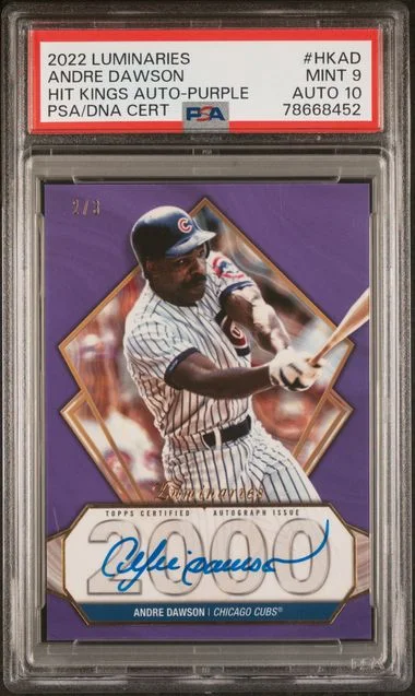 2022 Topps Andre Dawson Luminaries HIT Kings Autographs Purple #HKAD card image