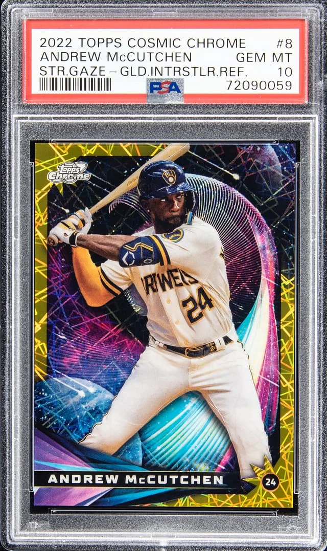 2022 Topps Andrew McCutchen Cosmic Chrome Stargaze - Gold Intersteller Refractor #8 card image