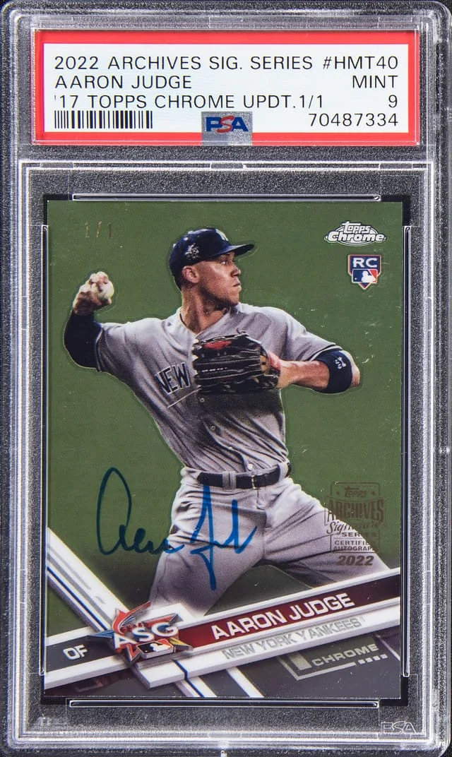 2022 Topps Archives Aaron Judge Signatures Series 2017 Topps Chrome Update #HMT40 card image