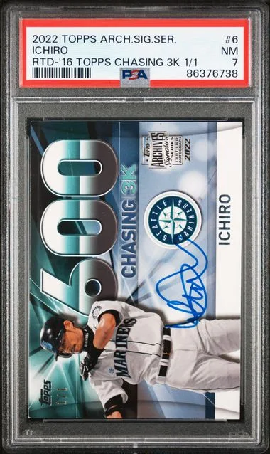 2022 Topps Archives Signature Series Ichiro Retired 2016 Topps Chasing 3K #6 card image