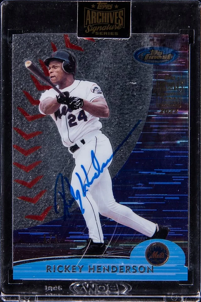2022 Topps Archives Signature Series Rickey Henderson 00 Finest Autograph #208 card image