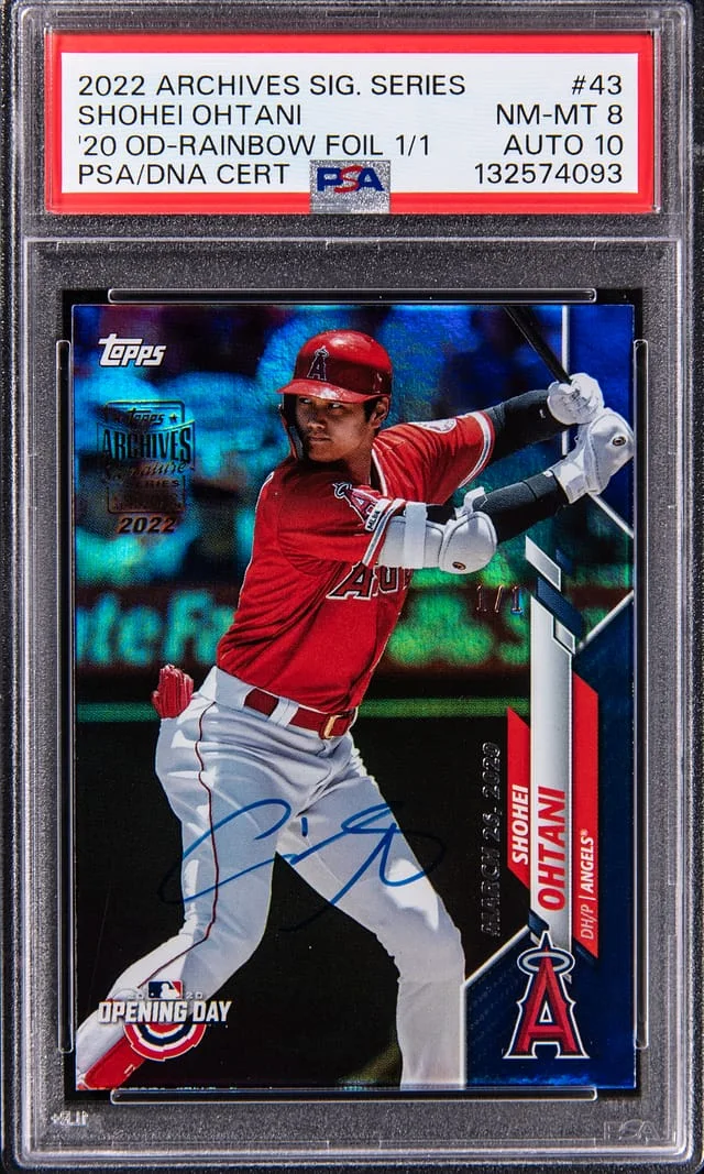 2022 Topps Archives Signature Series Shohei Ohtani 20 Opening Day Rainbow Foil #43 card image