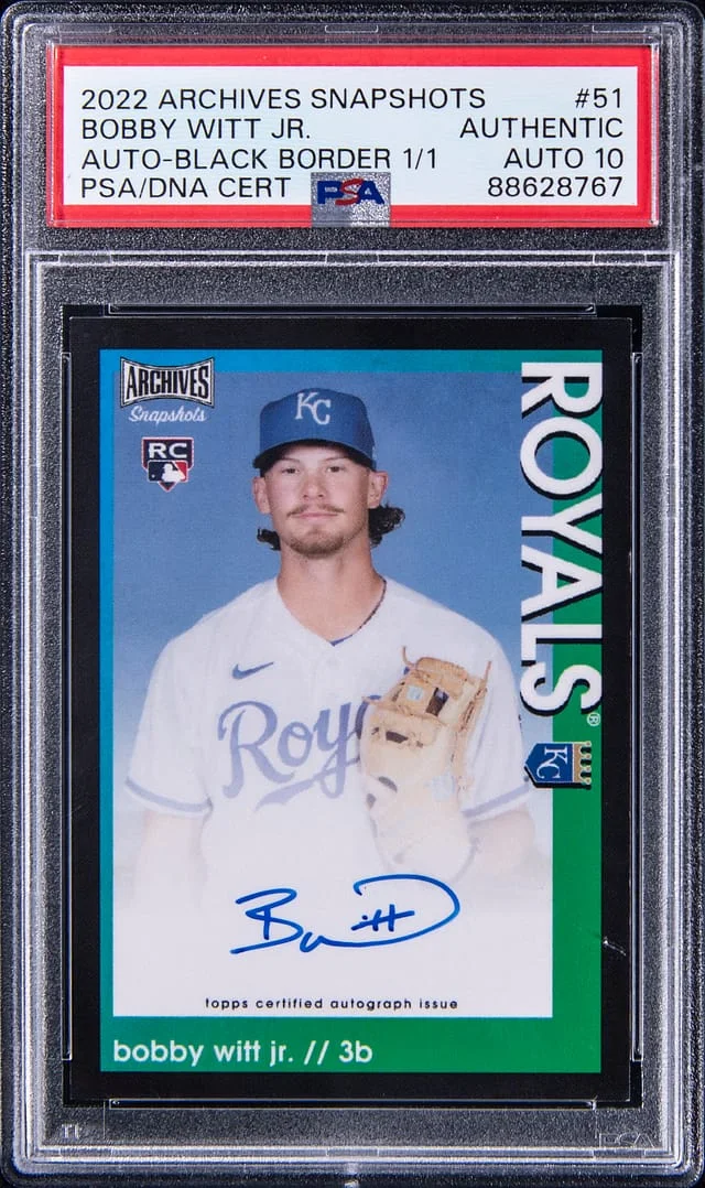 2022 Topps Archives Snapshots Bobby Witt Jr. Autograph Black Border #51 card image