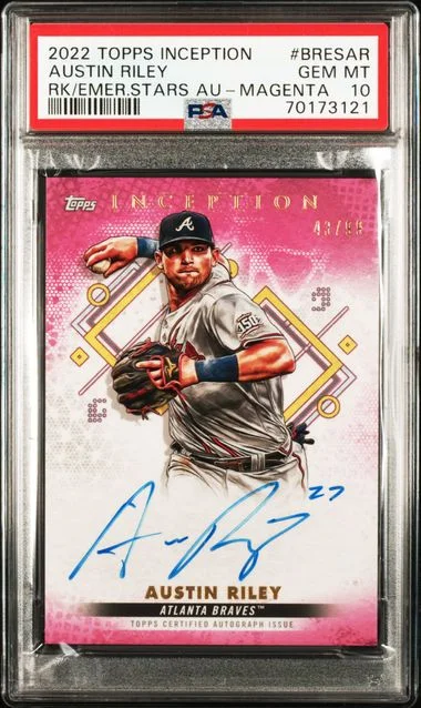 2022 Topps Austin Riley Inception and Emerging Stars Autographs Magenta #BRES-AR card image