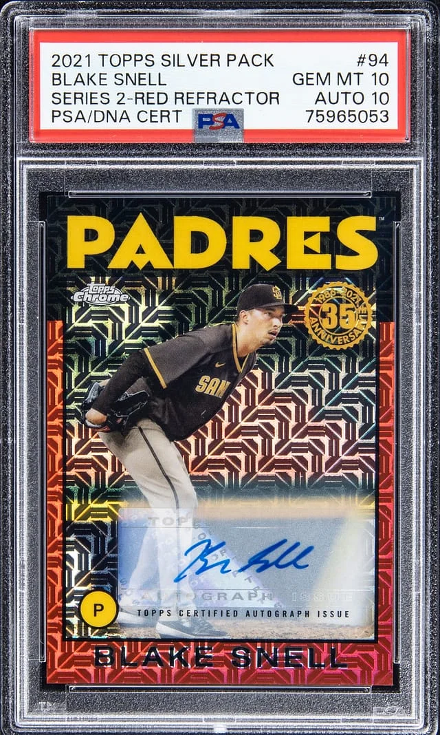 2022 Topps Blake Snell Silver Pack Series 2 Red Refractor #86TC-94 card image