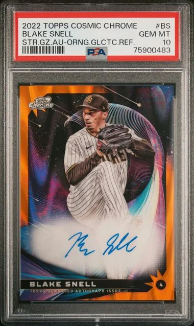 2022 Topps Blake Snell Cosmic Chrome Star Gaze Autographs Orange Galactic Refractor #BS card image