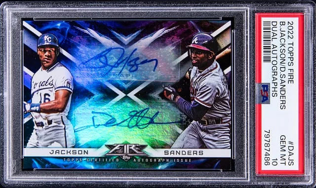 2022 Topps Bo Jackson/Deion Sanders Fire Dual Autographs #DAJS card image