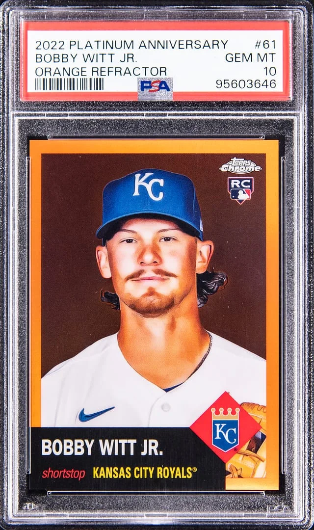 2022 Topps Bobby Witt Jr. Platinum Anniversary Orange Refractor #61 card image