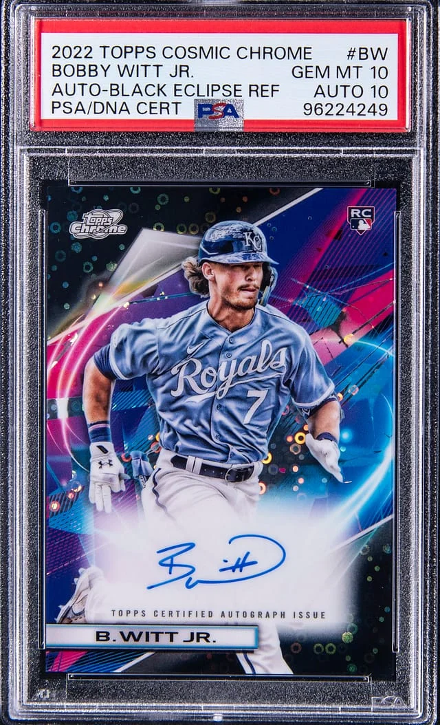 2022 Topps Bobby Witt Jr. Cosmic Chrome Autograph Black Eclipse Refractor #BW card image