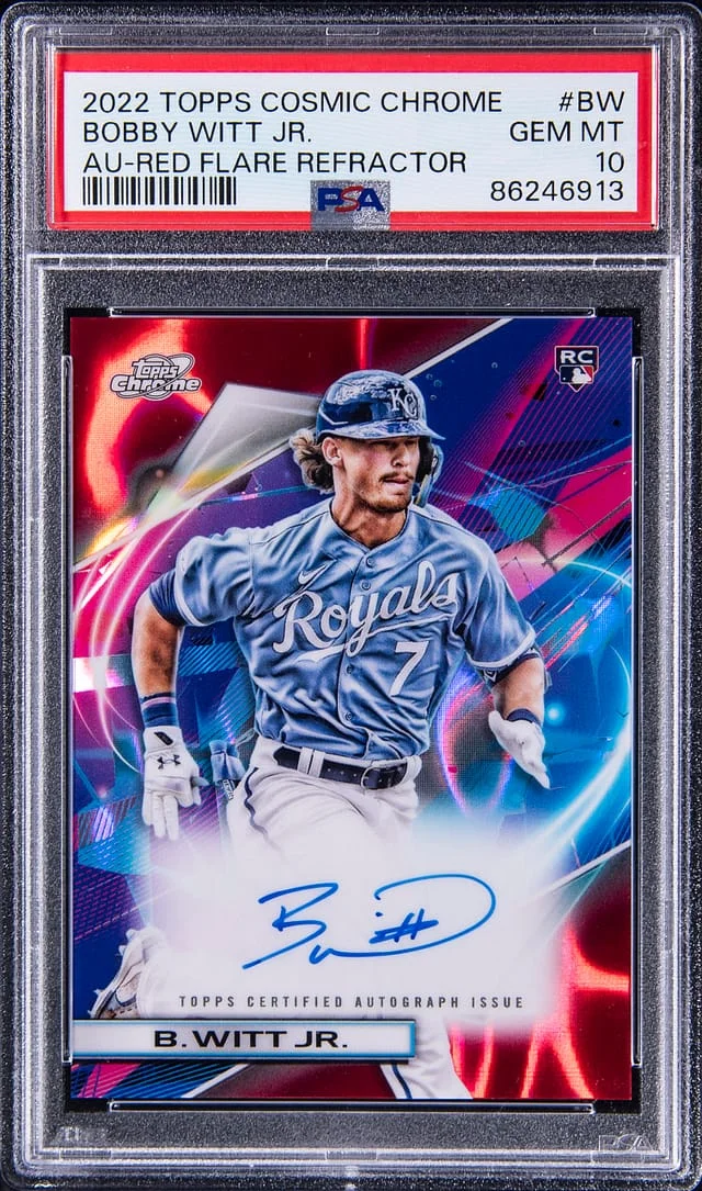 2022 Topps Bobby Witt Jr. Cosmic Chrome Autographs Red Flare Refractor #CCA-BW card image