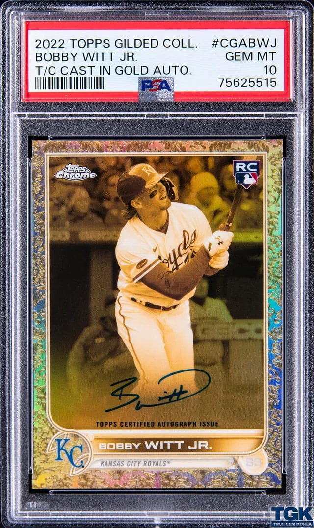2022 Topps Bobby Witt Jr. Gilded Collection Topps Chrome Cast In Gold Autographs #CGA-BWJ card image