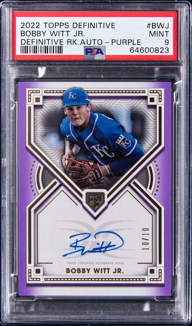 2022 Topps Bobby Witt Jr. Definitive Autograph Purple #DRA-BWJ card image